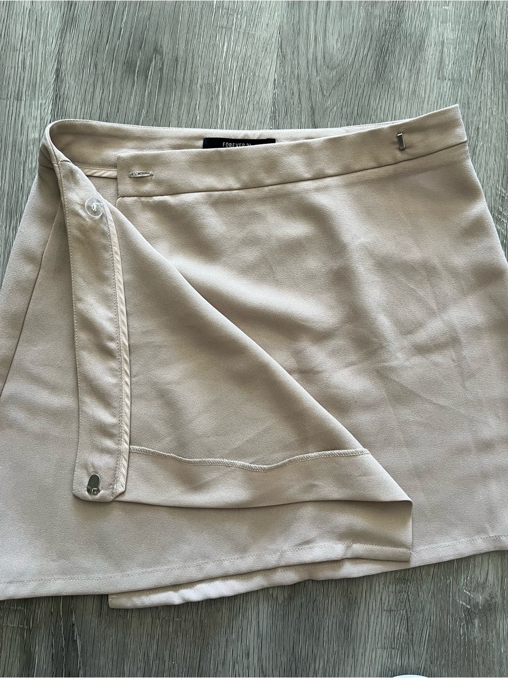 Wrap Mini Skirt in Light Beige/Pink